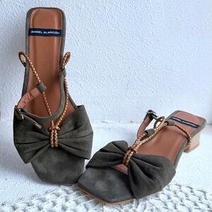 Angel Alarcón Mariah Heels Anthropologie Suede Lace Up Sandals Size 38